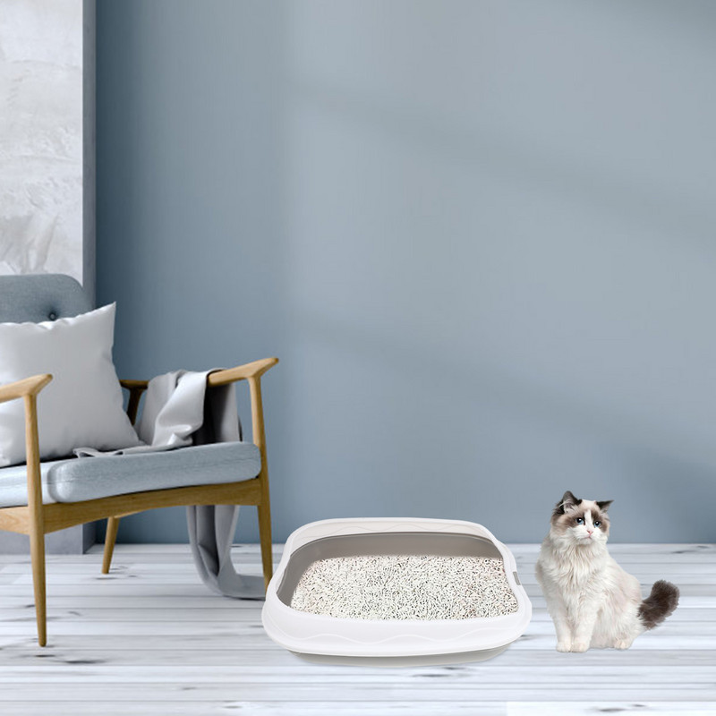 Pakaišu kaste kaķim mājdzīvnieku tualete pret pannām šļakatām kaķēniem kaķiem podiņa apmācība gultas trauka izlietnes sāniem atvērta augsta, nepielīpoša suņu tualete