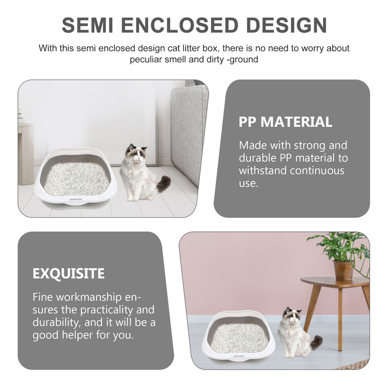 Pakaišu kaste kaķim mājdzīvnieku tualete pret pannām šļakatām kaķēniem kaķiem podiņa apmācība gultas trauka izlietnes sāniem atvērta augsta, nepielīpoša suņu tualete