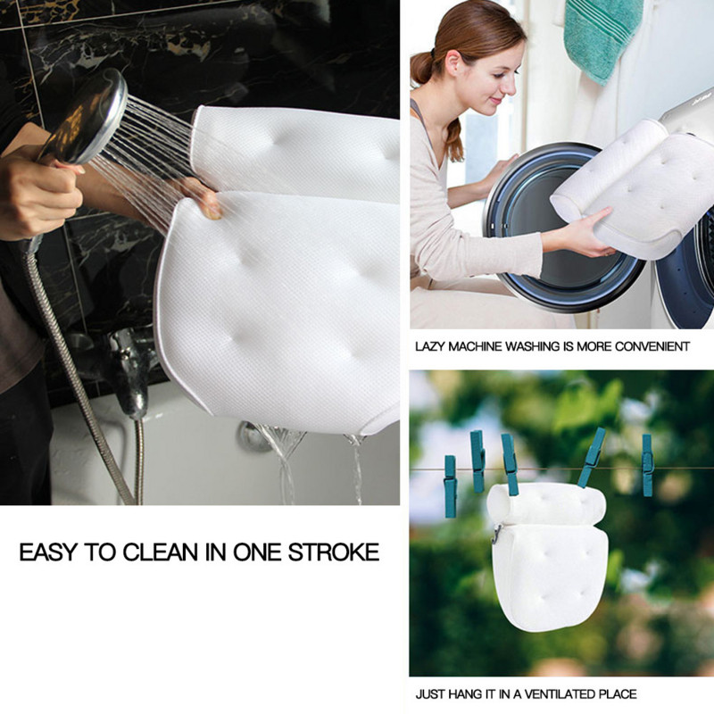 Prozračni 3D mrežasti hidromasažni jastuk za kupanje s vakuumskim čašicama za potporu za vrat i leđa Spa jastuk za kućnu hidromasažnu kadu Kupaonski pribor