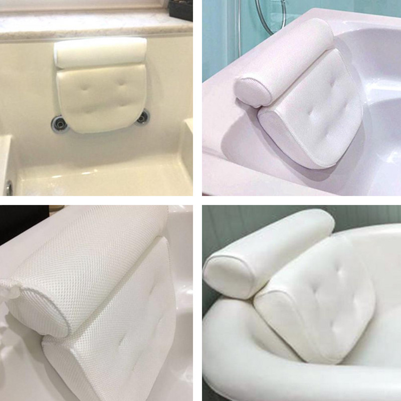 3D sieta vannas spilvens Spa spilvena galvas balsts ar 6 piesūcekņiem vannas spilvenu