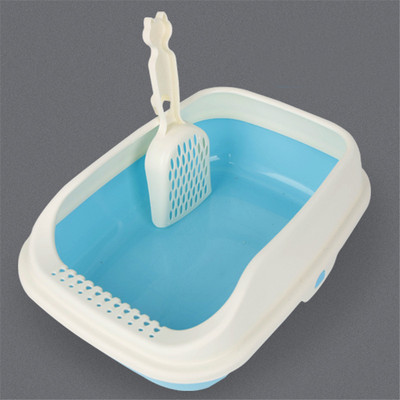 Poluzatvorena kutija za mačji pijesak s lopatom, plastične mačke, toalet za mokrenje, visoka ograda, odvojiva noćna posuda za kućne ljubimce, mače, štene, čista kašičica