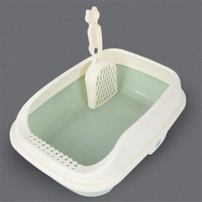 Poluzatvorena kutija za mačji pijesak s lopatom, plastične mačke, toalet za mokrenje, visoka ograda, odvojiva noćna posuda za kućne ljubimce, mače, štene, čista kašičica