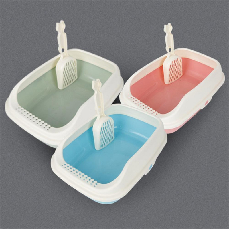 Poluzatvorena kutija za mačji pijesak s lopatom, plastične mačke, toalet za mokrenje, visoka ograda, odvojiva noćna posuda za kućne ljubimce, mače, štene, čista kašičica