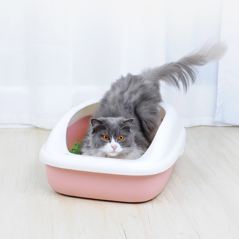 Poluzatvorena kutija za mačji pijesak s lopatom, plastične mačke, toalet za mokrenje, visoka ograda, odvojiva noćna posuda za kućne ljubimce, mače, štene, čista kašičica