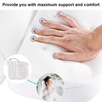 Αντιολισθητικό μαξιλάρι μπάνιου Spa Μαξιλάρι μπανιέρας με 3D διχτυωτό μαξιλάρι για στήριγμα κεφαλής με βεντούζες Μαξιλάρι για στήριγμα πλάτης λαιμού