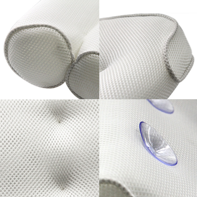 3D Mesh Spa Neslīdošs, polsterēts vannas vanna Spa spilvens Vannas galvas balsta spilvens ar piesūcekņiem kakla un muguras vannas istabai