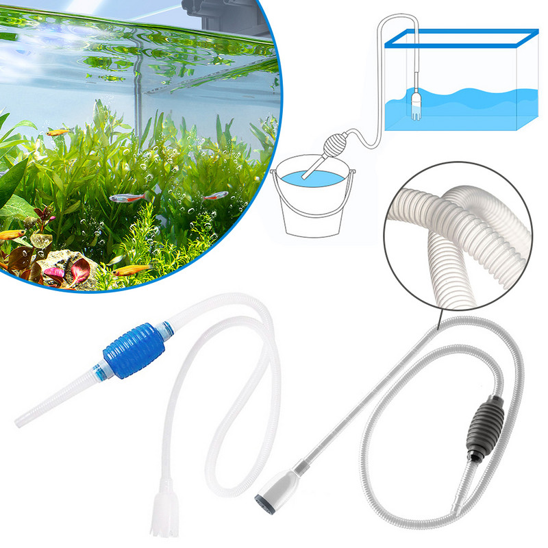 1,5 m akvārija grants tīrītāja vakuuma sifona sūknis ar filtra sprauslu zivju tvertnes ūdens maiņas gaisa sūkņa tīrīšanas piederums rokas
