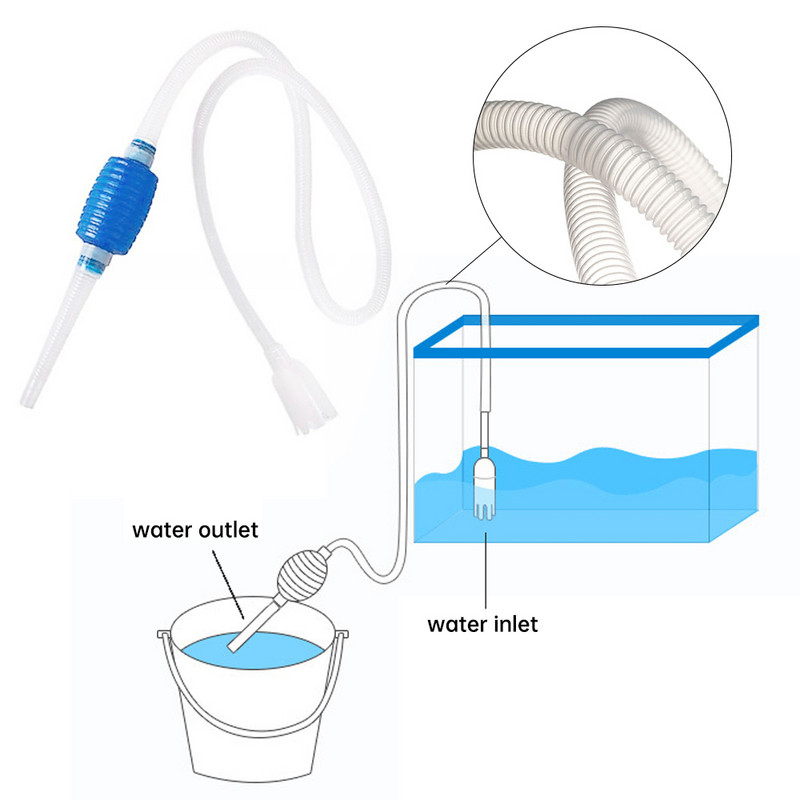 1,5 m akvārija grants tīrītāja vakuuma sifona sūknis ar filtra sprauslu zivju tvertnes ūdens maiņas gaisa sūkņa tīrīšanas piederums rokas