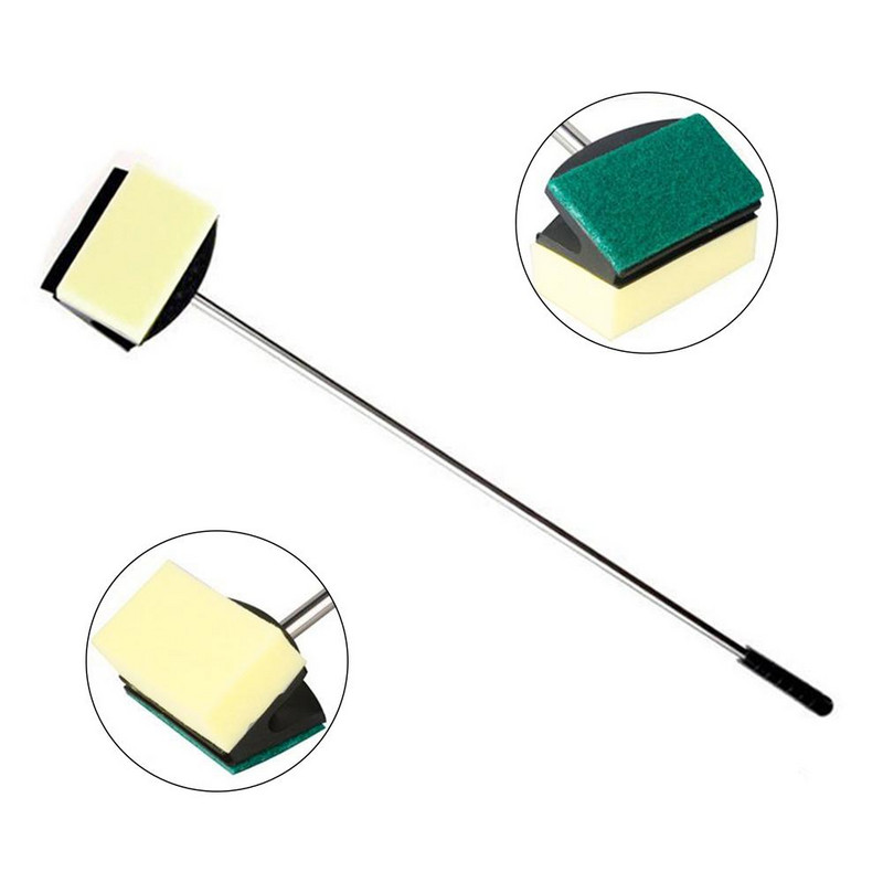 Četka za akvarij s dugom drškom Alat za čišćenje akvarija u akvariju Dvostrani spužvasti brisač stakla