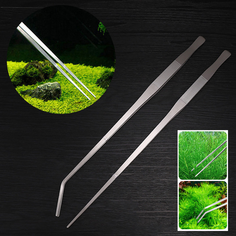 1 vnt. žuvų rezervuarų valiklis Itin storas akvariumo nerūdijančio plieno pincetas tiesios alkūnės koralinio vandens žolės karpymo krevečių rifo pincetas