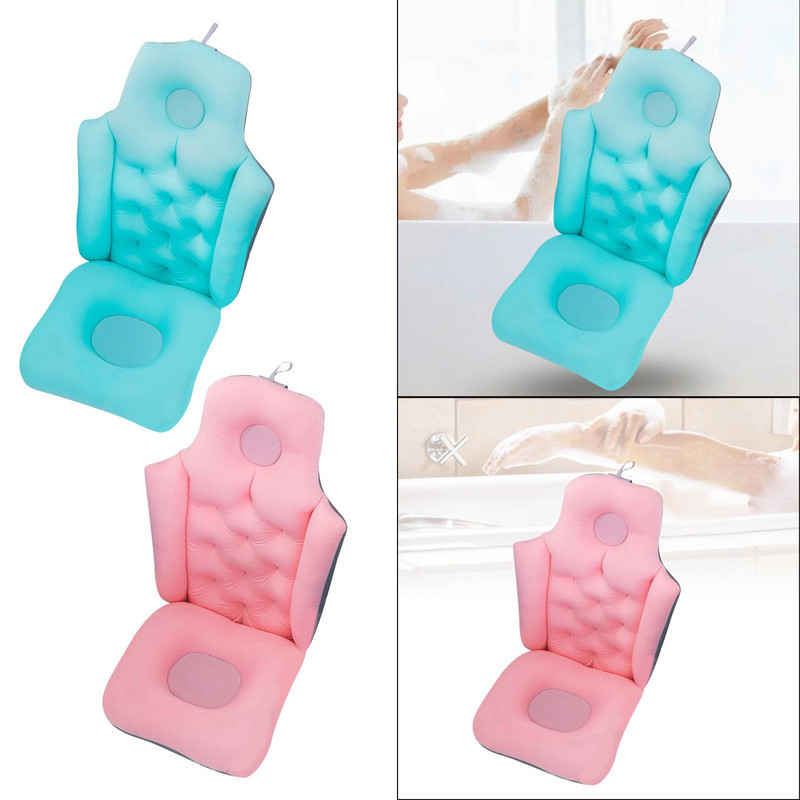 Vannas paklājiņš ar spilvenu galvas kakla plecu muguras balstu SPA spilvens Ergonomisks atdalāms vannas spilvena paklājiņš pieaugušajiem vannas istabai