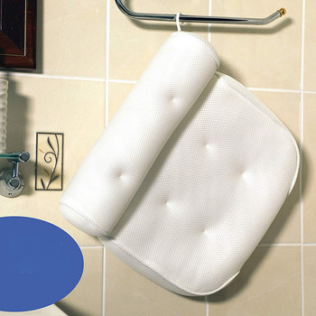 Дишаща 3D мрежеста спа възглавница за баня с вендузи за опора на врата и гърба Спа възглавница за домашна гореща вана Аксесоари за баня