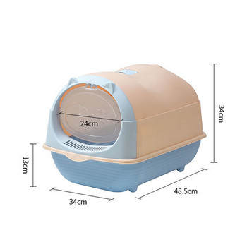 голяма тоалетна за котки Капацитет Котешка тоалетна Кутия за котки Полузатворена Пластмасова тоалетна за котки Кутия за пясък Кутия против пръски Котешка тава Почистващ леген