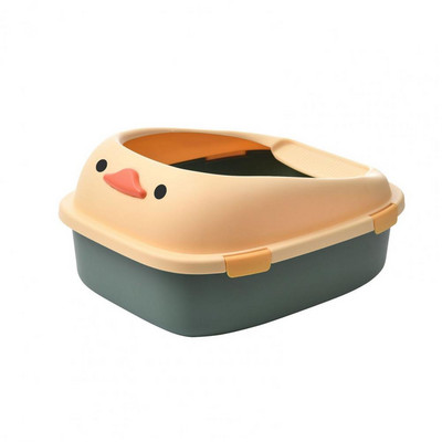 1 set poluzatvorene ladice za mačji pijesak velikog prostora u crtanom obliku Kutija za mačji pijesak s lopaticom za pijesak Potrepštine za kućne ljubimce