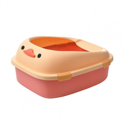 1 set poluzatvorene ladice za mačji pijesak velikog prostora u crtanom obliku Kutija za mačji pijesak s lopaticom za pijesak Potrepštine za kućne ljubimce