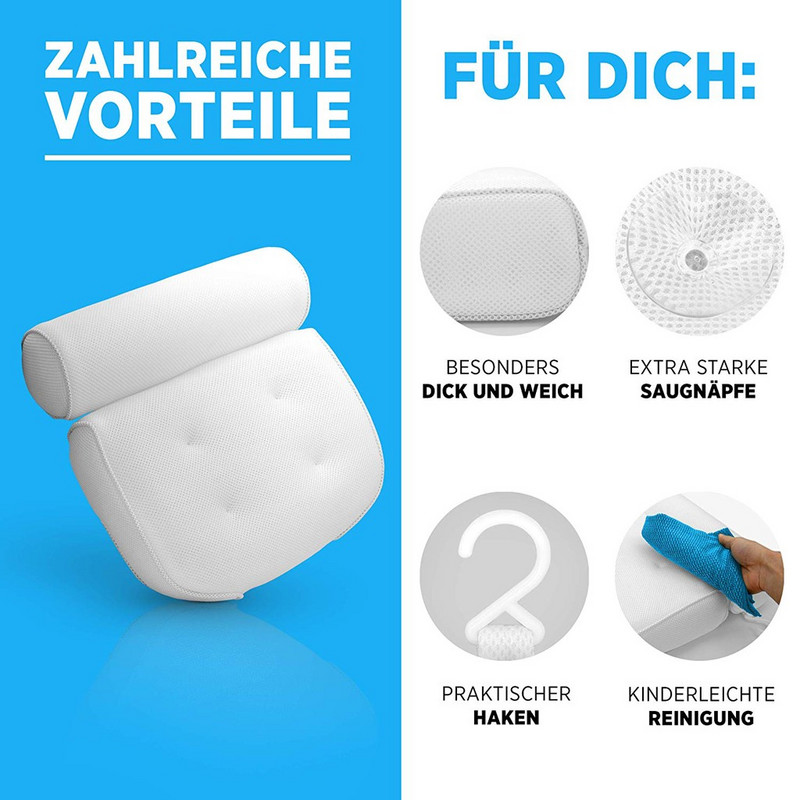 Jastuk za spa kadu Potpora za vrat i leđa Jastuk za naslon za glavu Podebljani za kućnu hidromasažnu kadu Kupaonski jastuk Dodaci za opuštanje glave