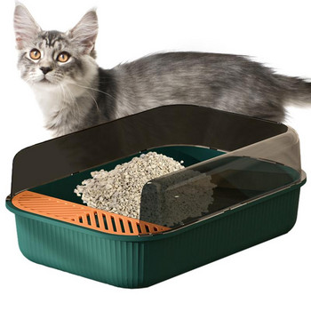 Κουτί απορριμάτων γατών Ημι-κλειστό κουτί απορριμάτων με ψηλές πλευρές Αποσπώμενος ρηχός δίσκος απορριμμάτων γάτας για αξεσουάρ για κατοικίδια γάτα γατάκια