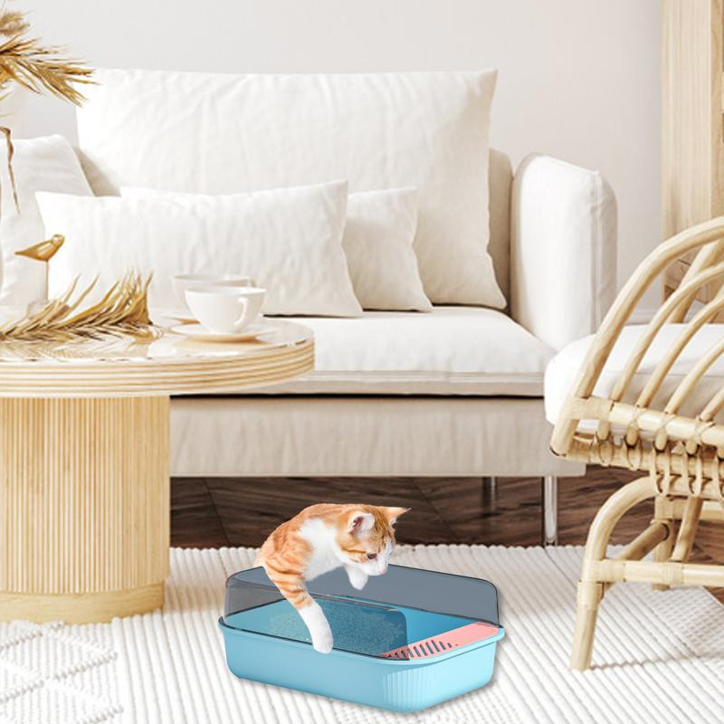 Kutija s pijeskom za mačke Poluzatvorena kutija s pijeskom s visokim stranama Odvojiva plitka posuda s pijeskom za mačji WC za mačiće, mačke, pribor za kućne ljubimce