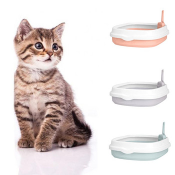 Κουτί απορριμάτων για κατοικίδια γάτα γατούλα Θήκη Δίσκος Φτυάρι Anti-splash Home Sandbox