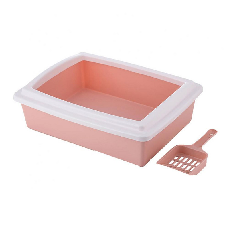 Pravokutna poluzatvorena kutija za pijesak za mačke protiv prskanja Toaletni pladanj s lopaticom