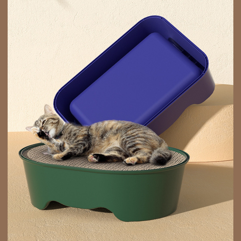Pilnībā atvērts liels kaķu pakaišu baseins kvadrātveida šļakatām izturīgs daļēji slēgts kaķu pakaišu baseins kaķu tīra kaķu tualete