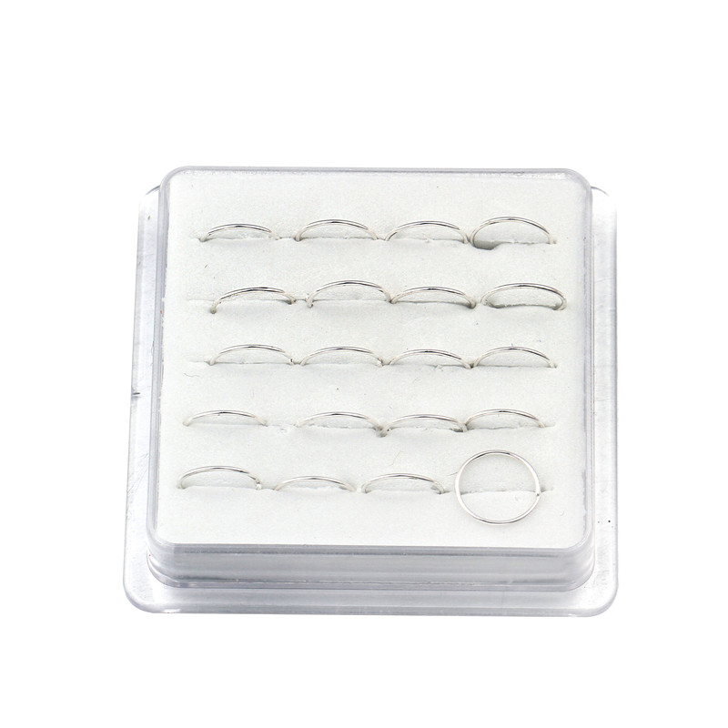 20gab Sudraba krāsas deguna gredzena stīpa - 24 gabarīta cieši pieguļoša deguna stīpa plānas deguna pīrsingu stīpas - deguna pīrsingu gredzenu komplekts