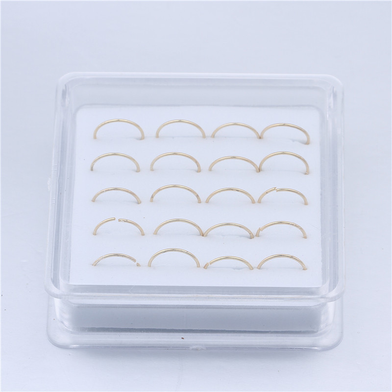 20gab Sudraba krāsas deguna gredzena stīpa - 24 gabarīta cieši pieguļoša deguna stīpa plānas deguna pīrsingu stīpas - deguna pīrsingu gredzenu komplekts