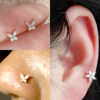Χειρουργικά ατσάλινα δαχτυλίδια μικρού μύτης Zircon Flower Heart Nose Stud 20G Body Piercing Κοσμήματα για γυναίκες Ανδρικό δώρο