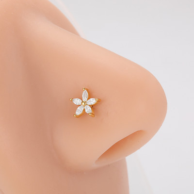 Mali prstenovi za nos od kirurškog čelika, cirkonski cvijet u obliku srca, 20 g nakit za piercing za žene, muškarce, poklon