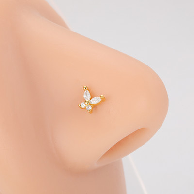 Mali prstenovi za nos od kirurškog čelika, cirkonski cvijet u obliku srca, 20 g nakit za piercing za žene, muškarce, poklon