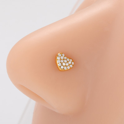 Mali prstenovi za nos od kirurškog čelika, cirkonski cvijet u obliku srca, 20 g nakit za piercing za žene, muškarce, poklon