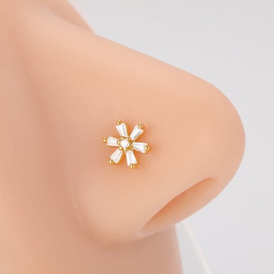 Mali prstenovi za nos od kirurškog čelika, cirkonski cvijet u obliku srca, 20 g nakit za piercing za žene, muškarce, poklon