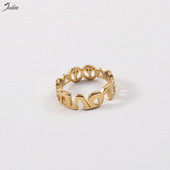 Joolim High End Gold Finish Non Tarnish & Waterproof Hollow Love Peace Prsteni Trendy za žene Veleprodaja nakita od nehrđajućeg čelika