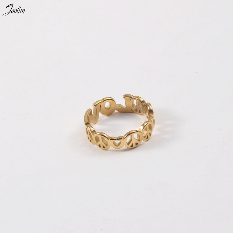 Joolim High End Gold Finish Non Tarnish & Waterproof Hollow Love Peace Prsteni Trendy za žene Veleprodaja nakita od nehrđajućeg čelika