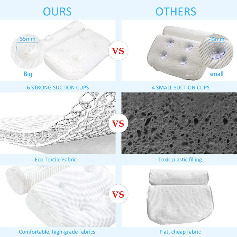 4D zračni mrežasti jastuk za kupanje Jastuk za kupaonsku kadu Mekani jastuci za kupanje Odgovara većini kada Kućni spa jastuk za maksimalni užitak