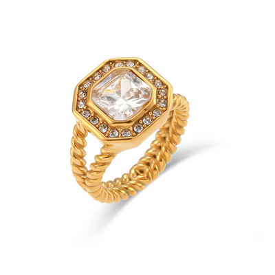 Retro šareni AAA cirkonski kristalni estetski prstenovi Nakit za žene Luksuzno pozlaćeno prstenje od nehrđajućeg čelika na okretne prste