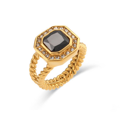 Retro šareni AAA cirkonski kristalni estetski prstenovi Nakit za žene Luksuzno pozlaćeno prstenje od nehrđajućeg čelika na okretne prste