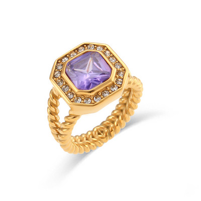 Retro šareni AAA cirkonski kristalni estetski prstenovi Nakit za žene Luksuzno pozlaćeno prstenje od nehrđajućeg čelika na okretne prste