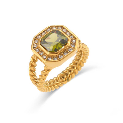 Retro šareni AAA cirkonski kristalni estetski prstenovi Nakit za žene Luksuzno pozlaćeno prstenje od nehrđajućeg čelika na okretne prste