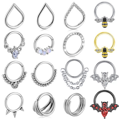 Inel piercing nas albină Inel piercing septum naz Oțel titan Piercing Nariz Piercing ureche Cartilaj Tragus Goth Piercing Nez Opal Bee