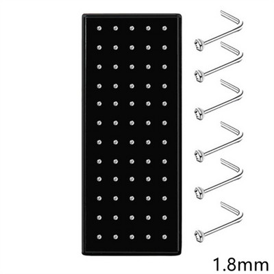 60 gab. 1,5/2/2,5 mm kalnu kristāla nerūsējošā tērauda pīrsings, izliekts degungals, gredzeni, sieviešu rotaslietas, taisni starpsienas auskari
