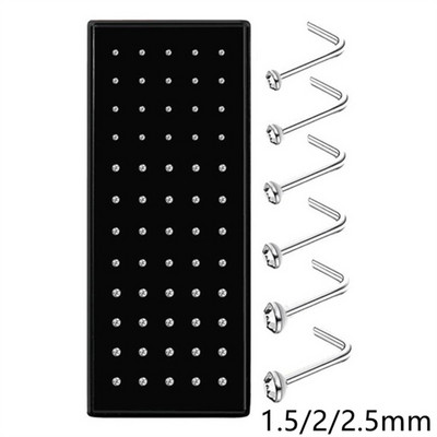 60 gab. 1,5/2/2,5 mm kalnu kristāla nerūsējošā tērauda pīrsings, izliekts degungals, gredzeni, sieviešu rotaslietas, taisni starpsienas auskari