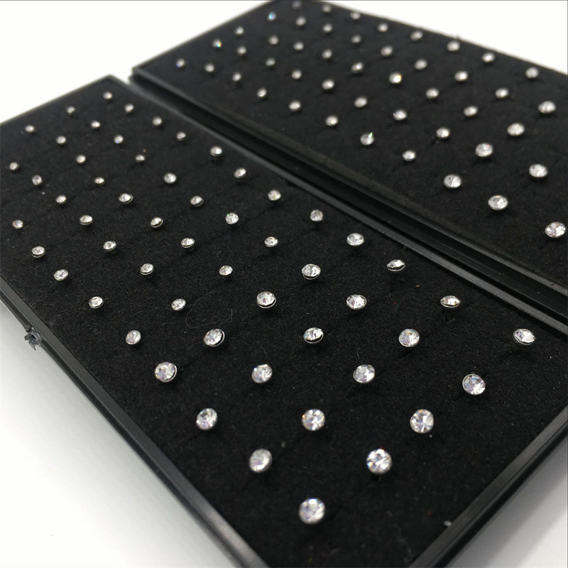 60 gab. 1,5/2/2,5 mm kalnu kristāla nerūsējošā tērauda pīrsings, izliekts degungals, gredzeni, sieviešu rotaslietas, taisni starpsienas auskari