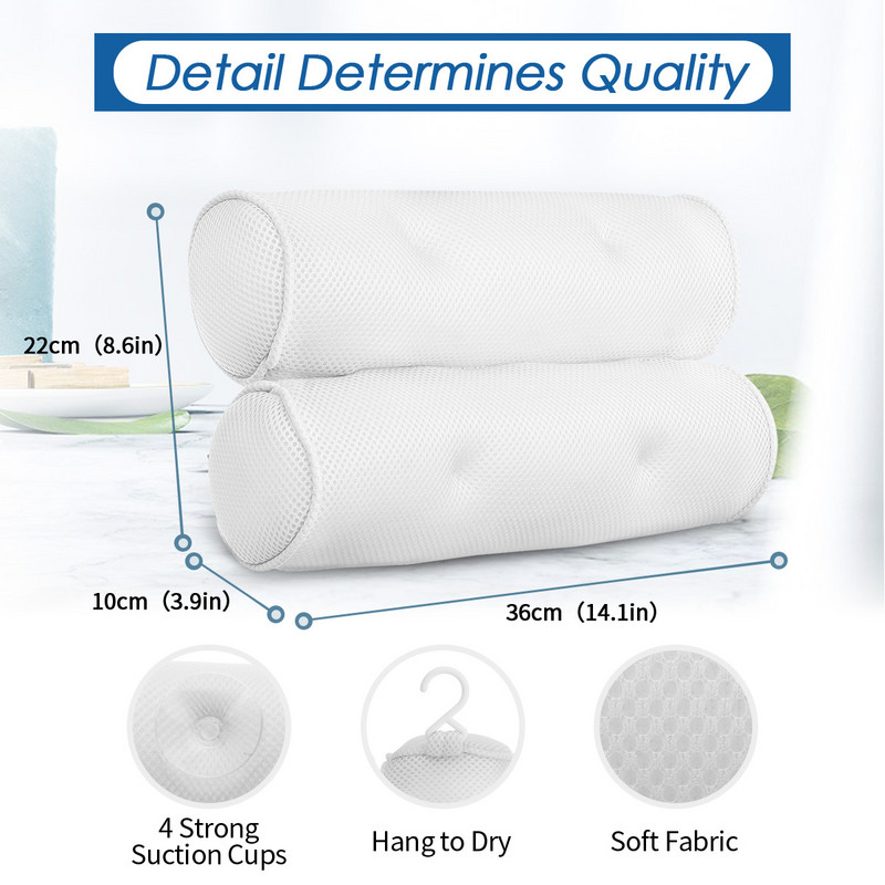 Mekani 3D SPA protuklizni jastuk za kadu s vakuumskim čašicama Kadica za kupanje Potpora za vrat Naslon za glavu Jastuci Jastuci Kupaonski pribor Podebljani