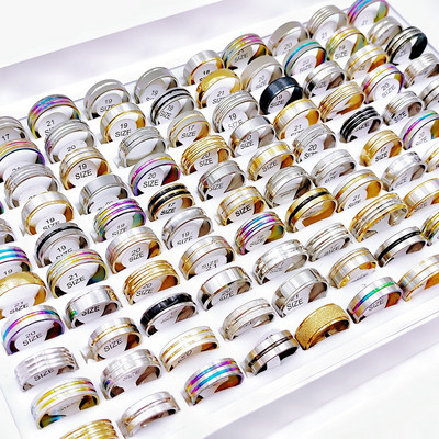 20 kom/lot trendi klasični prugasti prstenovi od nehrđajućeg čelika za muškarce žene kombinirani dizajn modni šarm 6 mm geometrijski nakit poklon za zabavu