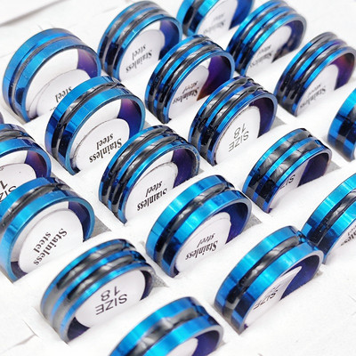 20 kom/lot trendi klasični prugasti prstenovi od nehrđajućeg čelika za muškarce žene kombinirani dizajn modni šarm 6 mm geometrijski nakit poklon za zabavu