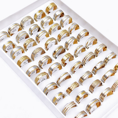 20 kom/lot trendi klasični prugasti prstenovi od nehrđajućeg čelika za muškarce žene kombinirani dizajn modni šarm 6 mm geometrijski nakit poklon za zabavu