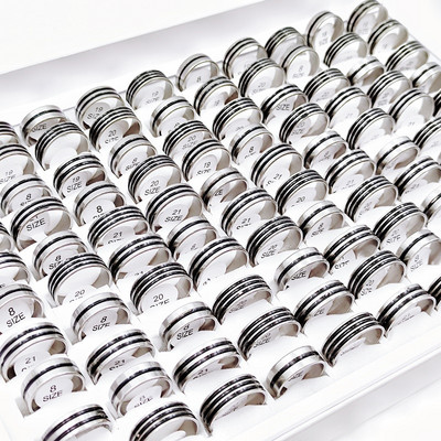 20 kom/lot trendi klasični prugasti prstenovi od nehrđajućeg čelika za muškarce žene kombinirani dizajn modni šarm 6 mm geometrijski nakit poklon za zabavu