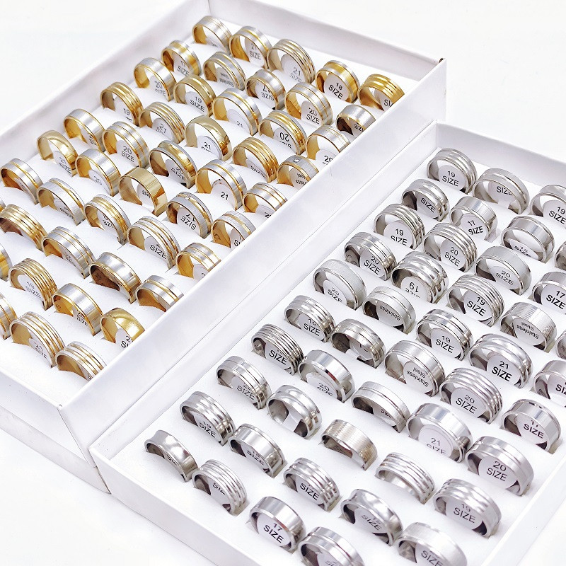 20 kom/lot trendi klasični prugasti prstenovi od nehrđajućeg čelika za muškarce žene kombinirani dizajn modni šarm 6 mm geometrijski nakit poklon za zabavu