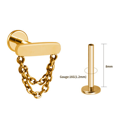 Desni veliki ASTM F136 dvostruki lančići od titana, naušnica s šipkom s kićankama, naušnica s unutarnjim navojem Helix hrskavica Tragus Monroe piercing